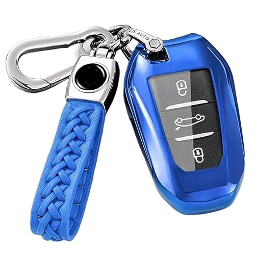 【5 Farben】 Z.MYUKI Corsa-e Schlüsselhülle mit Schlüsselanhänger für Opel Corsa F 2019-2023 2024 Zubehör Key Cover (Blau) von Z.MYUKI