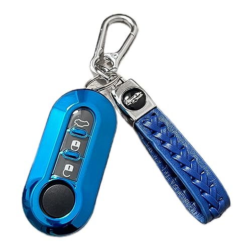 【5 Farben】 Z.MYUKI Panda Hybrid Cross Schlüsselhülle mit Schlüsselanhänger für FIAT Panda 312 319 2012-2022 2023 Zubehör Original (Blau) von Z.MYUKI