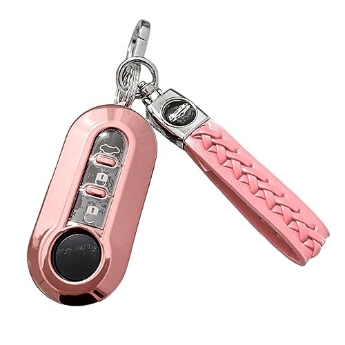【5 Farben】 Z.MYUKI Panda Hybrid Cross Schlüsselhülle mit Schlüsselanhänger für FIAT Panda 312 319 2012-2022 2023 Zubehör Original (Rosa) von Z.MYUKI