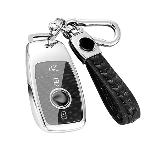 Z.MYUKI 【4 Farben】 EQA H243 Schlüsselhülle mit Schlüsselanhänger für Mercedes Benz EQA 2021-2022 2023 Zubehör Original (Silber) von Z.MYUKI