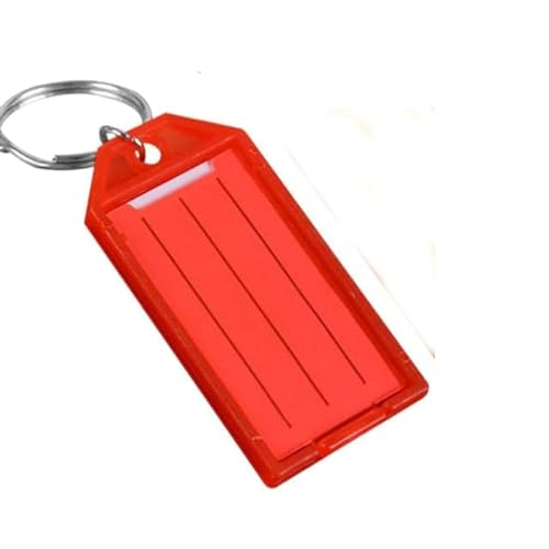 ZAAWUUT Schlüsselanhänger mit Spaltring und Klappenfenster, 10 Stück, Identifikations-ID-Namensschild für Haustiertasche, Gepäck, Zuhause, Büro, Schulbedarf (rot) von ZAAWUUT