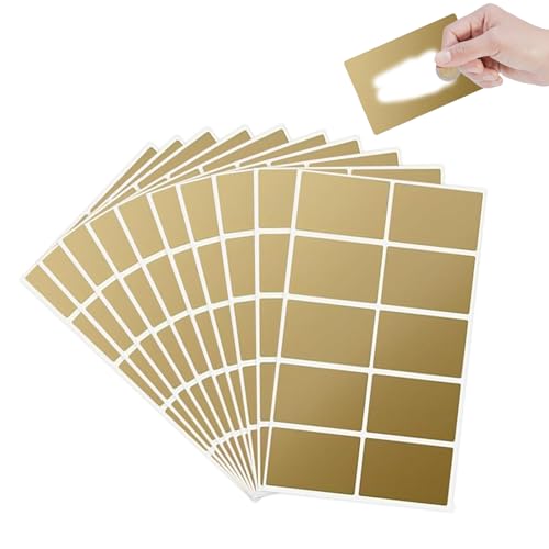 100 Stück Rubbellose Selber Machen,60x40mm Rubbelaufkleber Rubbelsticker Rubbelkarten zum Selber Beschriften,Überraschungen Selbstklebendes Rubbeletikett für Gutschein, Spiel, Geschenke (Gold) von ZABARE