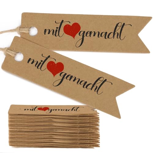 50 Geschenkanhänger Kraftpapier Anhänger Etiketten - Mit Liebe Gemacht,Handmade with Love Handgemacht Anhänger Etiketten Tags für Hochzeit Weihnachten Geschenk Verpackung Anhängeschilder 50 Geschenkanhänger Kraftpapier Anhänger Etiketten - Mit Liebe Gemacht,Handmade with Love Handgemacht Anhänger Etiketten Tags für Hochzeit Weihnachten Geschenk Verpackung Anhängeschilder von ZABARE