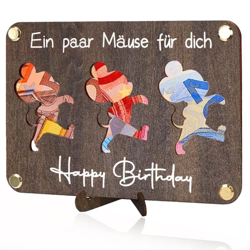 ZABARE Geldgeschenke Geburtstag,Geldgeschenke Verpackung aus Holz,Geburtstagskarte Geldgeschenk Verpackung,Personalisierte Geldkarte Geburtstag - Happy Birthday, Geburtstagskarte für Freunde Familie von ZABARE
