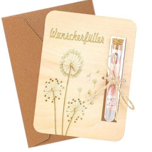 ZABARE Wunscherfüller Geldgeschenke Verpackung aus Holz mit Umschlägen Lustige Wunscherfüller Geldgeschenk mit Reagenzgläsern und Bindfaden Geldgeschenk für Geburtstag Hochzeit Jugendweihe von ZABARE