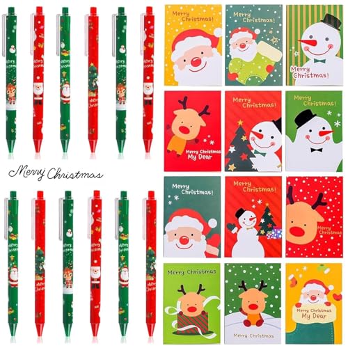 ZABARE Weihnachts Gelschreiber Set,12 Weihnachten Kugelschreiber,12 Mini Notizblock Weihnachten,0.5mm Schwarz Weihnachtsstifte Weihnachten Gelstifte Partytüte Geschenke Füller für Schulbüro ZABARE Weihnachts Gelschreiber Set,12 Weihnachten Kugelschreiber,12 Mini Notizblock Weihnachten,0.5mm Schwarz Weihnachtsstifte Weihnachten Gelstifte Partytüte Geschenke Füller für Schulbüro von ZABARE