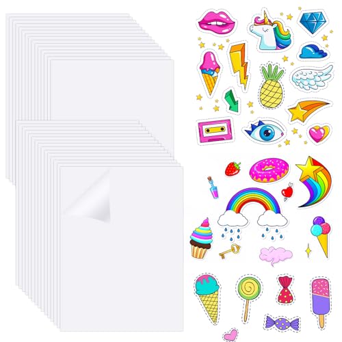 ZACUDA 30 Stück A4 Tintenstrahldrucker Aufkleberpapier Selbstklebend Vinylfolie Druckerpapier Inkjet Aufkleber zum Bedrucken 21 x 30 cm A4 Selbstklebende Druckerpapier für Tintenstrahldrucker von ZACUDA