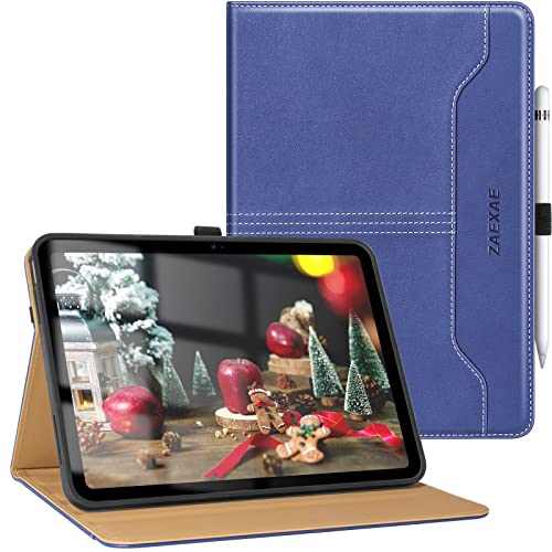 ZAEXAE Hülle für ipad 10. Generation 2022, ipad 10,9 Zoll mit Stifthalter, PU Leder Tablet Hülle mit Auto Schlaf/Aufwach Funktion Rückseite, Dunkles Blau von ZAEXAE