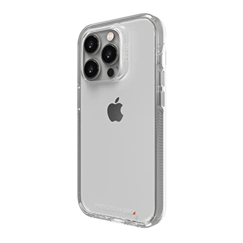 Gear4 ZAGG Crystal Palace Clear Case für iPhone 14 Pro, Fallschutz, Militärqualität, Polycarbonat-Rückplatte, D30 Kanten-zu-Kante-Schutz, Anti-Vergilbung, kabelloses Laden von ZAGG