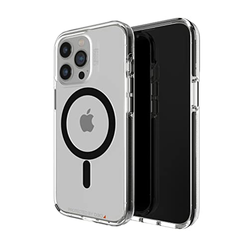Gear4 ZAGG Santa Cruz Snap - MagSafe-kompatibles durchsichtiges Gehäuse, das das D3O®-Schutzmaterial hervorhebt - für iPhone 13 Pro - Farbe: Schwarz von ZAGG