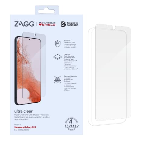 InvisibleShield ZAGG Ultra Clear+ Schutzfolie für Samsung Galaxy S22 6,1 Zoll, farblos, Einheitsgröße von ZAGG