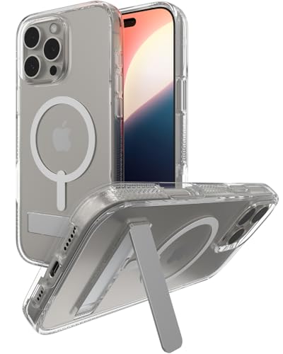 ZAGG Crystal Palace Snap KS, Graphen-verstärkte Hülle für iPhone 16 Pro Max [6.9-Inch] mit integriertem Standfuß, MagSafe-kompatibel, kein Vergilben, stoßfest, Rückabdeckung (Transparent) von ZAGG
