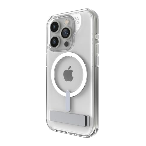 ZAGG Crystal Palace Snap iPhone 15 Pro Clear Phone Case w/Built-in Kickstand - Drop Protection (13ft/4m), Durable Graphene, Anti-Yellowing, and Scratch-Resistant MagSafe Phone Case von ZAGG