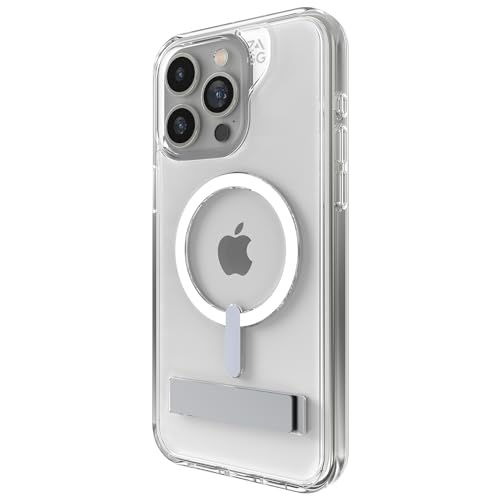 ZAGG Crystal Palace Snap KS, Graphen-verstärkte Hülle mit Ständer für iPhone 15 Pro Max [6.7-Inch], MagSafe kompatibel, kein Vergilben, stossfeste Abdeckung für die Rückseite (Transparent) von ZAGG