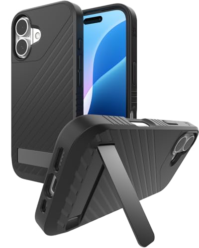 ZAGG Denali Snap KS, Graphen-verstärkte Hülle für iPhone 16 [6.1-Inch] mit integriertem Standfuß, MagSafe-kompatibel, Dual-Layer-Design, stoßfest, Rückabdeckung (Schwarz) von ZAGG
