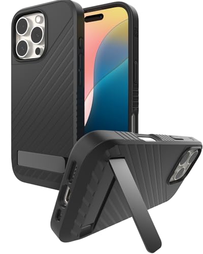 ZAGG Denali Snap KS, Graphen-verstärkte Hülle für iPhone 16 Pro [6.3-Inch] mit integriertem Standfuß, MagSafe-kompatibel, Dual-Layer-Design, stoßfest, Rückabdeckung (Schwarz) von ZAGG