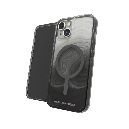 ZAGG Gear 4 Mailand D30 Schutzhülle Kompatibel mit iPhone 14 5G Schlank Stoßfest Kabelloses Laden (Black Swirl) von ZAGG