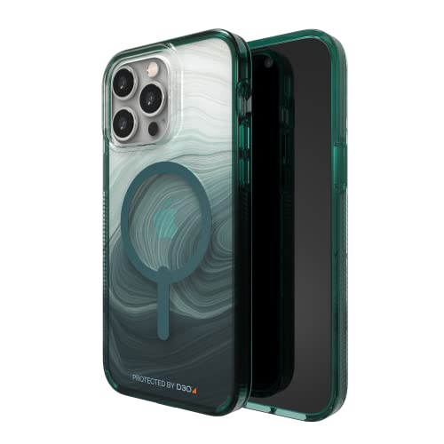 ZAGG Gear 4 Mailand Snap D30 Schutzhülle Kompatibel mit iPhone 14 Plus, Schlank, Stoßfest, Kabelloses Laden, (Green Swirl) von ZAGG