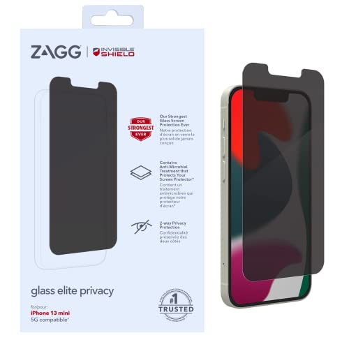 ZAGG Glass+ Elite Datenschutz - Maximaler Schutz mit Blickschutzfilter - für iPhone 13 mini - Abdeckung: Standard-Bildschirm, 200108469, farblos von ZAGG