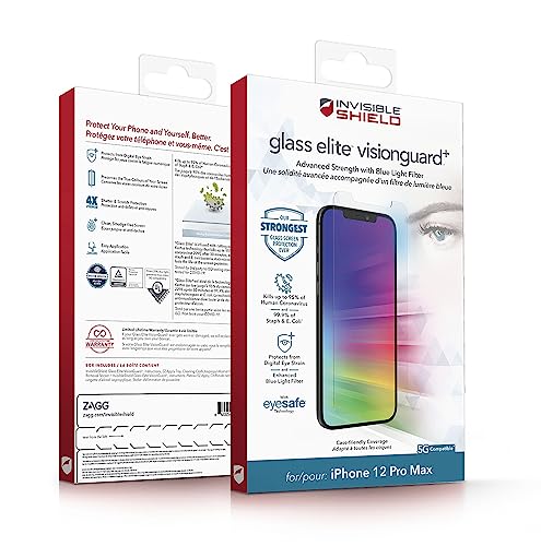 ZAGG InvisibleShield Elite VisionGuard+ Displayschutzfolie aus Glas – für iPhone 12 Pro Max – ultimativer Kratz- und Splitterschutz, resistent gegen Fingerabdrücke, wischfest, ölbeständig, transparent ZAGG InvisibleShield Elite VisionGuard+ Displayschutzfolie aus Glas – für iPhone 12 Pro Max – ultimativer Kratz- und Splitterschutz, resistent gegen Fingerabdrücke, wischfest, ölbeständig, transparent von ZAGG
