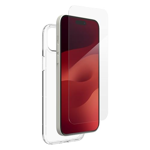 ZAGG InvisibleShield Glass Elite 360, Bundle, Displayschutz aus gehärtetem Glas und Hülle für iPhone 15 Plus [6.7-Inch], schmutzabweisend, kratzfest, einfache Installation (Transparent) von ZAGG