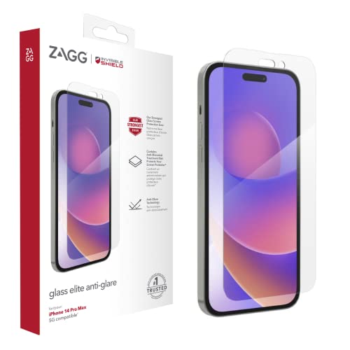 ZAGG InvisibleShield Glass Elite Screen Protector for iPhone 14 Pro Max, Anti-Glare, Shockproof, Smudgeproof, Scratch Resistant, Anti-Microbial, (Clear) von ZAGG