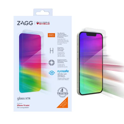 ZAGG InvisibleShield Glass XTR - Kantenschutz mit D3O, Blaulichtfilter und maximaler Berührungsempfindlichkeit - für Apple iPhone 13 mini - Abdeckung: Standard-Bildschirm, farblos ZAGG InvisibleShield Glass XTR - Kantenschutz mit D3O, Blaulichtfilter und maximaler Berührungsempfindlichkeit - für Apple iPhone 13 mini - Abdeckung: Standard-Bildschirm, farblos von ZAGG