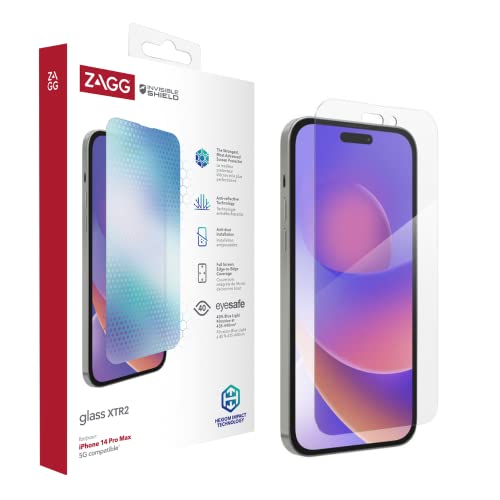 ZAGG InvisibleShield XTR2 Screen Protector for iPhone 14 Pro Max, Gaming, Anti-Microbial, Shockproof, Smudgeproof, Bluelight, Scratchproof, Clear von ZAGG