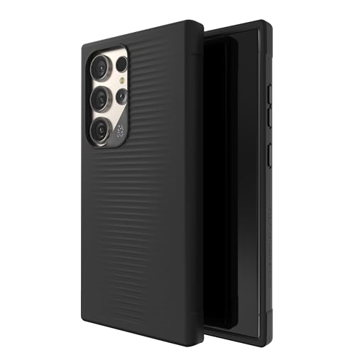 ZAGG Luxe, Graphen-verstärkte Hülle für Samsung Galaxy S24 Ultra [6.8-Inch], Kabelloses Laden möglich, Schlankes und Komfortables Design, stossfeste Abdeckung für die Rückseite (Schwarz) von ZAGG