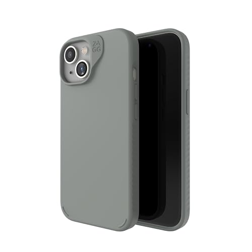 ZAGG Manhattan Snap, Graphen-verstärkte Hülle für iPhone 13, 14 und 15 [6.1-Inch], MagSafe kompatibel, schlankes und weiches Design, stossfeste Abdeckung für die Rückseite (Salbei) von ZAGG