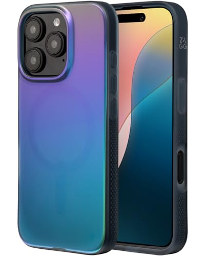 ZAGG Milan Snap, Graphen-verstärkte Hülle für iPhone 16 Pro [6.3-Inch], MagSafe-kompatibel, kein Vergilben, schlankes Design, sicherer Griff, modisch, stoßfest, Rückabdeckung (Rabenfeder schwarz) von ZAGG
