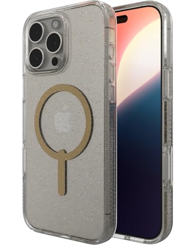 ZAGG Milan Snap, Graphen-verstärkte Hülle für iPhone 16 Pro Max [6.9-Inch], MagSafe-kompatibel, kein Vergilben, schlankes Design, sicherer Griff, modisch, stoßfest, Rückabdeckung (Gold Glitzernd) von ZAGG
