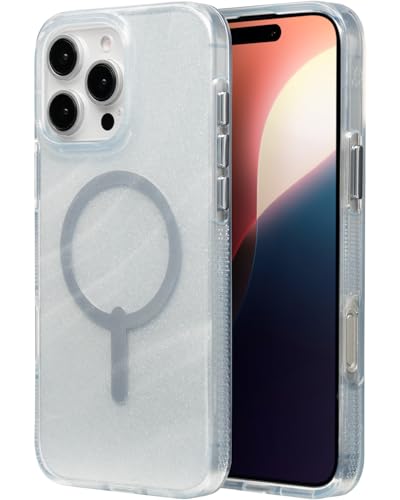 ZAGG Milan Snap, Graphen-verstärkte Hülle für iPhone 16 Pro Max [6.9-Inch], MagSafe-kompatibel, kein Vergilben, schlankes Design, sicherer Griff, modisch, stoßfest, Rückabdeckung (Wirbel-Glitzer) von ZAGG