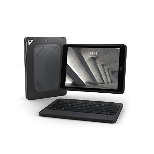 ZAGG Robuste abnehmbare Schutzhülle und magnetische Scharniertastatur für iPad Air, iPad Air 2 und iPad 9,7 Zoll (5. Generation), Bluetooth-Kopplung mit Hintergrundbeleuchtung, Schwarz von ZAGG