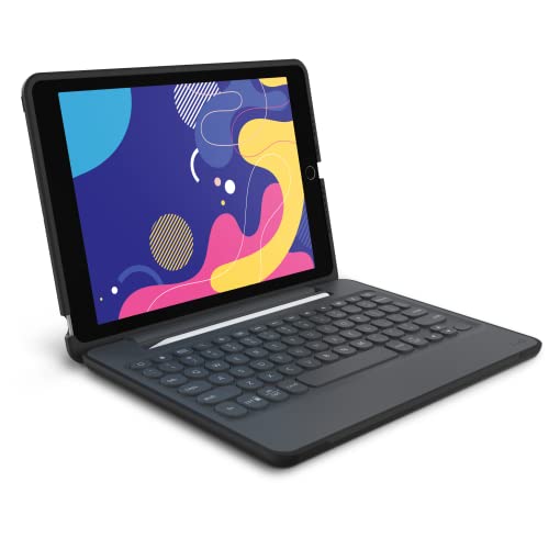 ZAGG Rugged Education Tastatur für Apple iPad 10,2 Zoll (7. & 8. Generation), 1,8 m Fallschutz, langlebig, hintergrundbeleuchtete Tasten, Schwarz von ZAGG