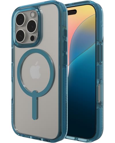 ZAGG Santa Cruz Snap, Graphen-verstärkte Hülle für iPhone 16 Pro [6.3-Inch], MagSafe kompatibel, kein Vergilben, Kratzfest, schlankes Design, stoßfest, Abdeckung für die Rückseite (Retro Blau) von ZAGG