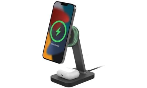 ZAGG mophie Snap+ Charging Stand & Pad with Europe Adapter, Qi-Enabled Devices, Fast Charging, Up to 15W, 2 Devices, Black von ZAGG