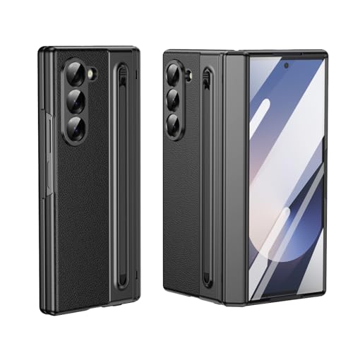 2024 Hülle kompatibel mit Galaxy Z Fold 6 mit integriertem neuen kompakten S-Stiftschlitz, Displayschutzfolie, faltbare Serie, Schutzhülle mit normalem Eingabestift (schwarz) von ZAGLDD