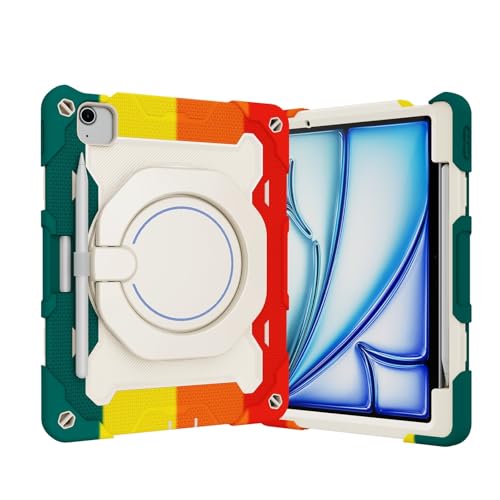Kinder-Schutzhülle, kompatibel mit iPad Air 27,9 cm (11 Zoll) (M3 2025 7. / Air 27,9 cm (11 Zoll) M2 2024 6. Generation), strapazierfähig, stoßfest, TPU, Ständer, robuste Schutzhülle mit Schultergurt von ZAGLDD