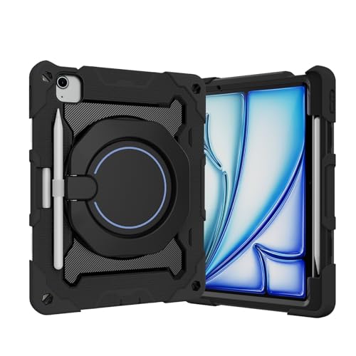 Kinder-Schutzhülle, kompatibel mit iPad Air 27,9 cm (11 Zoll) (M3 2025 7. / Air 27,9 cm (11 Zoll) M2 2024 6. Generation), strapazierfähig, stoßfest, TPU, Ständer, robuste Schutzhülle mit Schultergurt von ZAGLDD