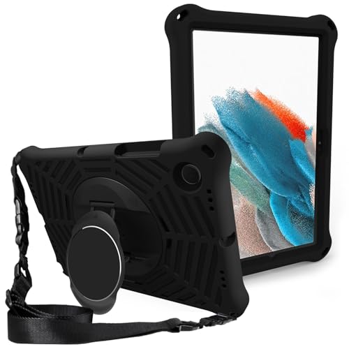 Kompatibel mit Galaxy Tab A8 26,7 cm (10,5 Zoll) 2022/2021 (SM-X207/X200/X205) Hülle, stoßfeste Schutzhülle, Griff Kickstand mit Schultergurt/Ständer, rutschfest (schwarz) von ZAGLDD