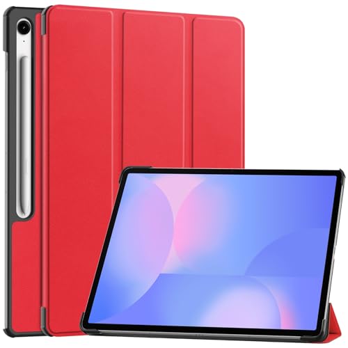 Kompatibel mit Galaxy Tab S10 FE Plus/S10 FE+ 13,3 Zoll X620 / X626B Hülle Tablet dreifach faltbare Multi-Blickwinkel, leichte Schutzhülle, harte PC-Schale, automatische Wake-Sleep-Funktion (rot) von ZAGLDD