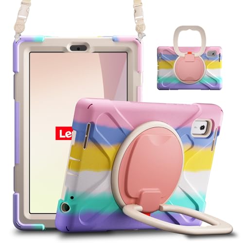 Kompatibel mit Lenovo Tab M9 Hülle TB-310FU 22,9 cm (9 Zoll) 2023, stoßfeste, stabile Hülle mit 360° drehbarem Ständer, Hand-/Schultergurt, Tablet, robuste Hülle, kompatibel mit Tab M9 (Pink C) von ZAGLDD