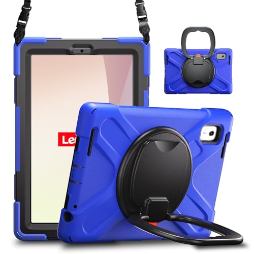 Kompatibel mit Lenovo Tab M9 Hülle TB-310FU 22,9 cm (9 Zoll) 2023, stoßfeste, stabile Hülle mit 360° drehbarem Ständer, Hand-/Schultergurt, Tablet, robuste Hülle, kompatibel mit Tab M9 (blau) von ZAGLDD