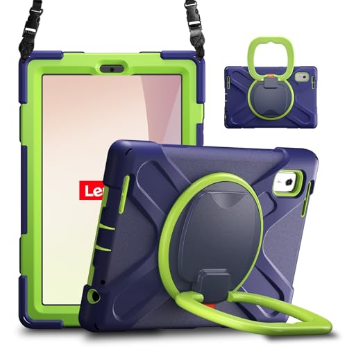 Kompatibel mit Lenovo Tab M9 Hülle TB-310FU 22,9 cm (9 Zoll) 2023, stoßfeste, stabile Hülle mit 360° drehbarem Ständer, Hand-/Schultergurt, Tablet, robuste Hülle, kompatibel mit Tab M9 (schwarz + grün von ZAGLDD