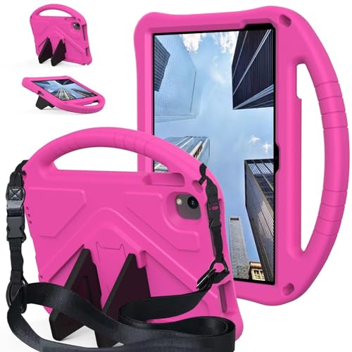 Kompatibel mit Urao C107 25,7 cm (10,1 Zoll) Jeazans OC101/C107 Android (2024), leichte EVA-Tablet-Hülle mit verstellbarem Riemen, stoßfestem Griff und Ständer, tragbare Schutzhülle (Rosarot) von ZAGLDD