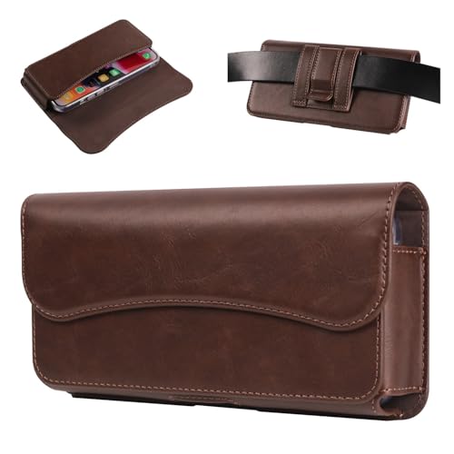 Premium-Leder-Gürtelclip für iPhone 14, 13, 12, 14 Pro, Handy-Tragetasche, Gürtelschlaufe mit Clip-Tasche, kompatibel mit Galaxy S23, S22, S21, S20 5G, Braun von ZAGLDD