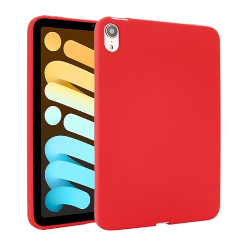 Schlanke Schutzhülle, kompatibel mit iPad Mini 7 (A17 Pro) 2024 / Mini 6 8,3 Zoll, flexible TPU-Schutzhülle, leicht, stoßfest, robust, Eckenschutz, schlanke Abdeckung, Rot von ZAGLDD