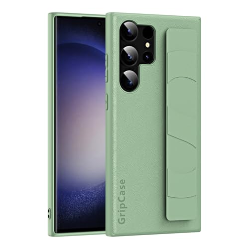 Schlanke Schutzhülle für Samsung Galaxy S24 Ultra, mit verstellbarer Handschlaufe und leichtem Design, luxuriöse, stoßfeste Schutzhülle, weiches Armband, Handheld-Handyhülle (Grün) von ZAGLDD