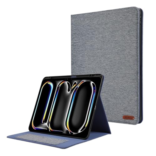 Schlanke Tablet-Hülle, kompatibel mit iPad Pro 33 cm (13 Zoll), M4 2024 7. Generation mit Stifthalter, dreifach faltbarer Ständer, robuste Schutzhülle mit automatischer Wake-/Sleep-Funktion (blau) von ZAGLDD